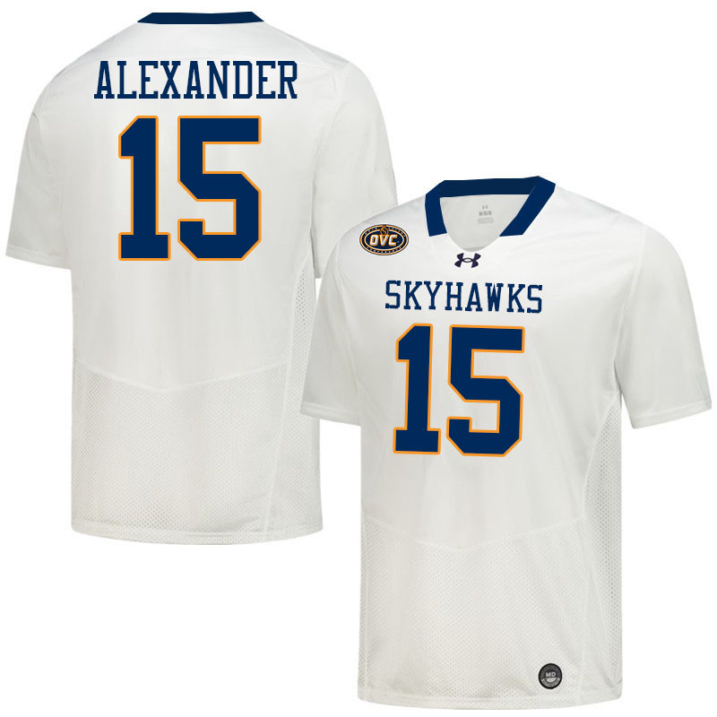 UT Martin Skyhawks #15 Scottie Alexander College Football Jerseys,Uniforms-White